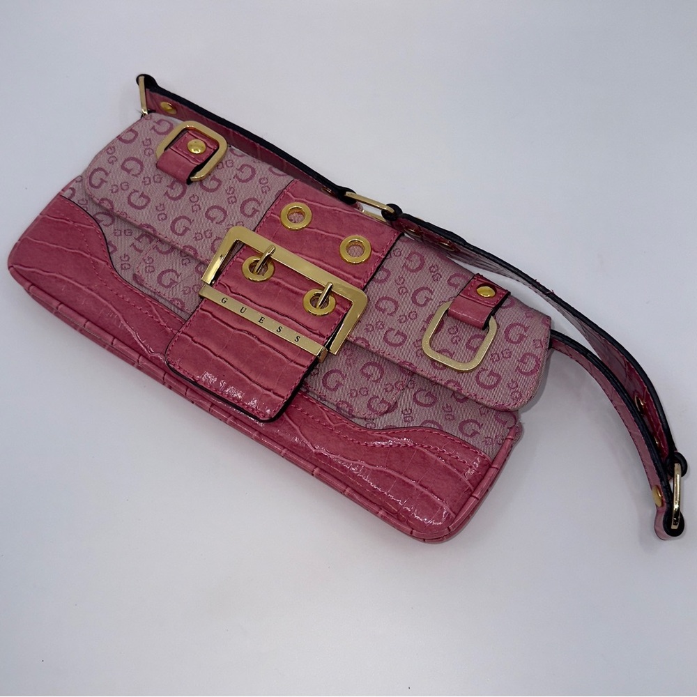 Vintage Guess Monogram Clutch Pink